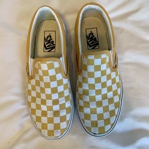 Yellow checker slip on vans
